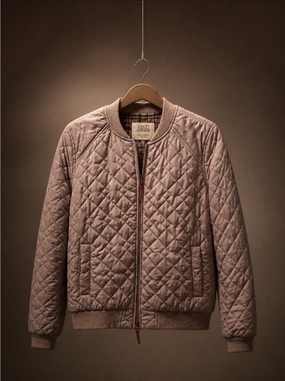 Ashley By 26 International Quilted Bomber Jacket - Dusty Rose - Picture 2 of 5